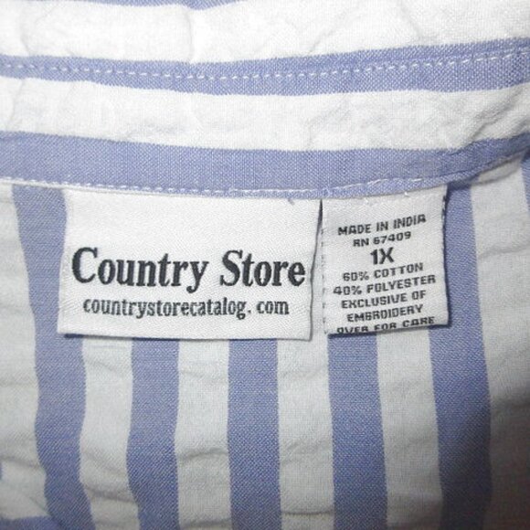 Country Store Seersucker Top Size 1X Embroidered Button Up Hummingbird Floral - Picture 6 of 10